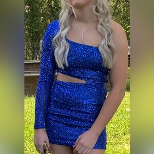 Blue homecoming One-Shoulder Dress